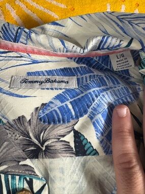 Tommy Bahama Camp Shirt Garden Getaway Coconut White Silk Extra Large